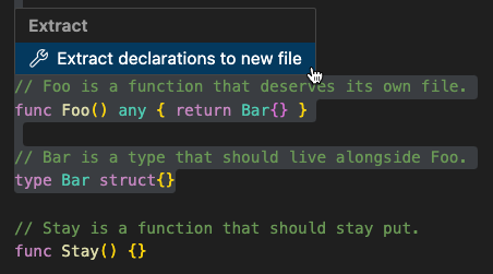 Before: select the declarations to move